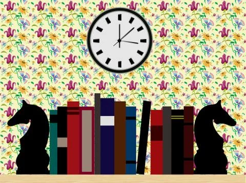 Bedroom Bookshelf Library Stock Illustration