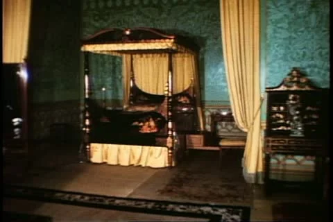 A bedroom in the Brighton Pavilion, Brighton, England Stock Footage