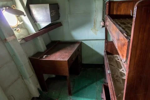 Bedroom cabin on the ship Stock Photos