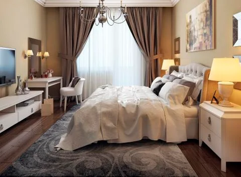 Bedroom classical style Stock Illustration
