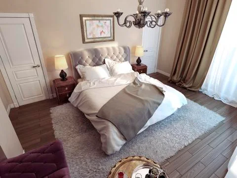 Bedroom classical style Stock Illustration