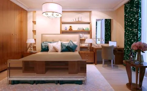 Bedroom classical style Stock Illustration