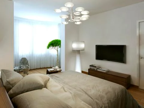 Bedroom Contemporary interior Stock Illustration