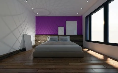 Bedroom headboard purple wall Stock Illustration