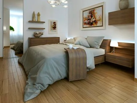 Bedroom high-tech interior Stock Illustration