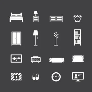 Bedroom icon set Stock Illustration
