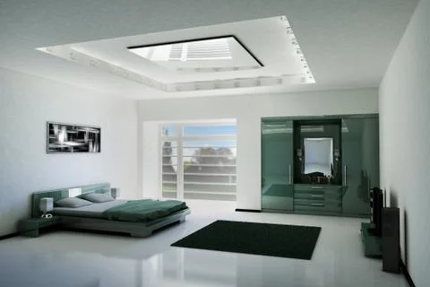 Bedroom interior 3d Stock Illustration