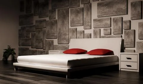 Bedroom interior 3d Stock Illustration