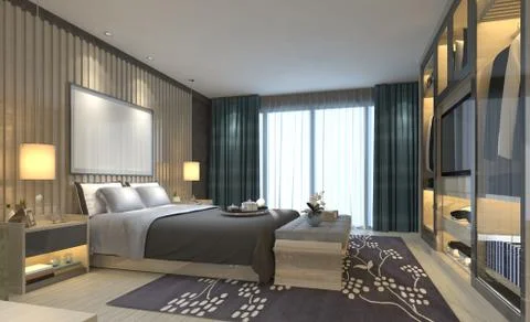 Bedroom Interior 3D Illustration Stock Illustration