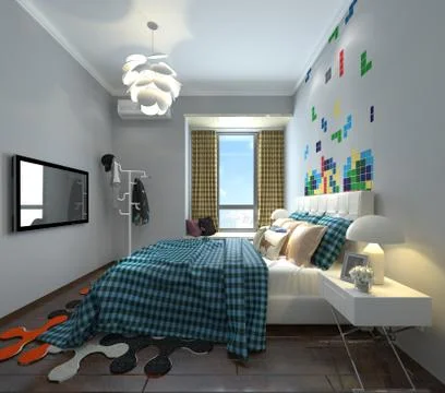 Bedroom Interior 3D Illustration Illustration