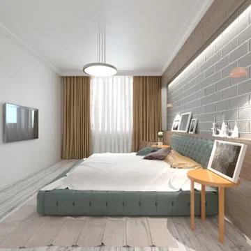 Bedroom Interior 3D Illustration Illustrazione stock