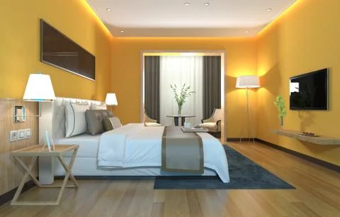 Bedroom Interior 3D Illustration Stockillustratie