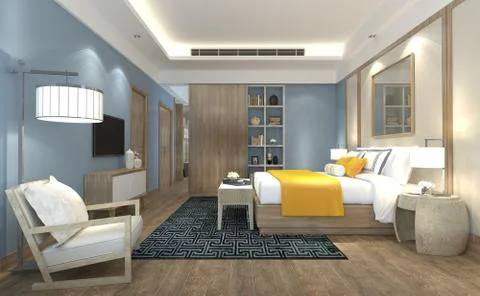 Bedroom Interior 3D Illustration 库存插图
