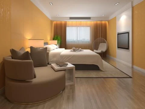 Bedroom Interior 3D Illustration Stock Illustration