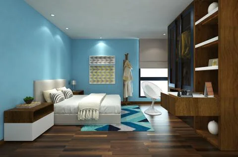 Bedroom Interior 3D Illustration Stock Illustration