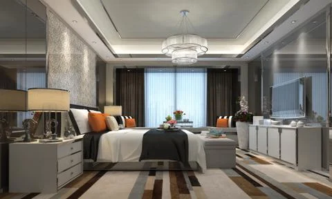 Bedroom Interior 3D Illustration Stock Illustration
