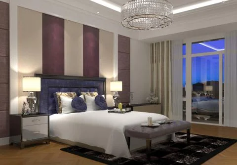 Bedroom Interior 3D Illustration Stock Illustration