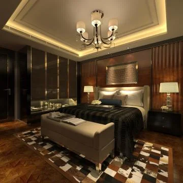 Bedroom Interior 3D Illustration Stock Illustration