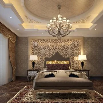 Bedroom Interior 3D Illustration Stock-Illustration