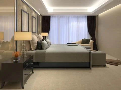 Bedroom Interior 3D Illustration Stock Illustration