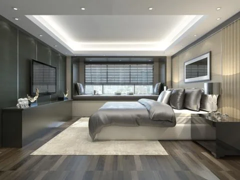 Bedroom Interior 3D Illustration Illustrazione stock