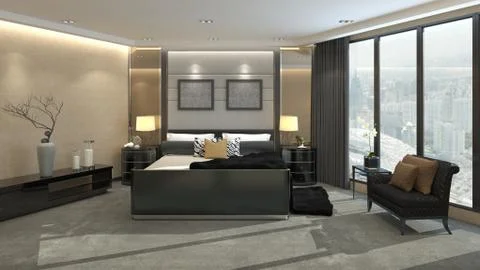 Bedroom Interior 3D Illustration Stock-Illustration