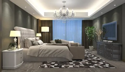 Bedroom Interior 3D Illustration Illustrazione stock