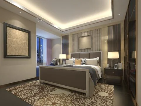 Bedroom Interior 3D Illustration Illustrazione stock