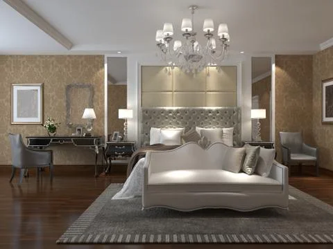 Bedroom Interior 3D Illustration Stock Illustration
