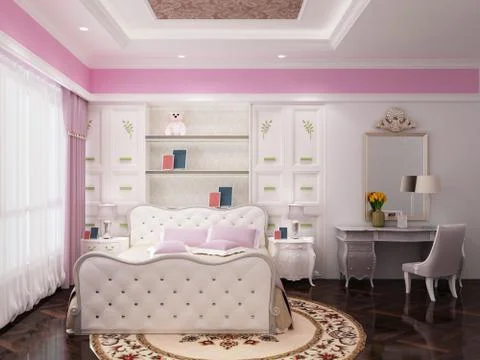 Bedroom Interior 3D Illustration Stock-Illustration