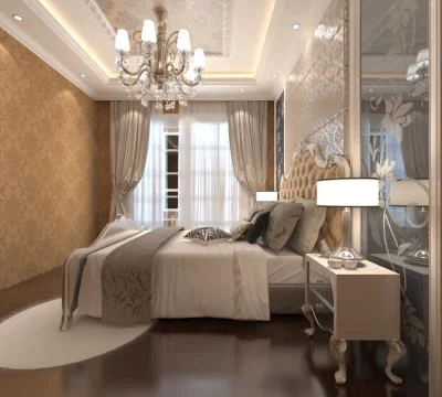 Bedroom Interior 3D Illustration 스톡 일러스트