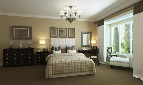 Bedroom Interior 3D Illustration 库存插图