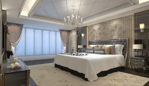 Bedroom Interior 3D Illustration Illustrazione stock