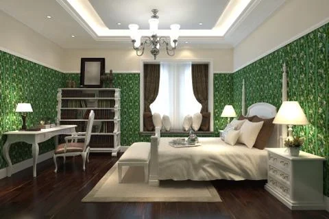 Bedroom Interior 3D Rendering Stock-Illustration