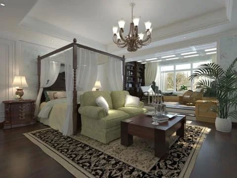 Bedroom Interior 3D Rendering Illustration
