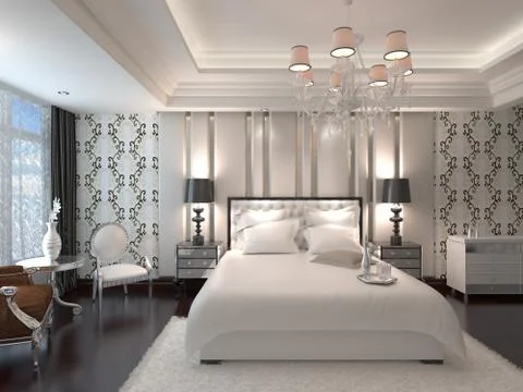 Bedroom Interior 3D Rendering Stockillustratie
