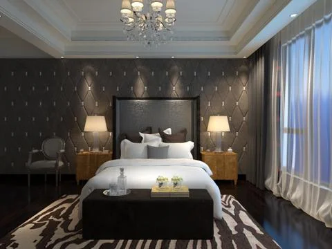 Bedroom Interior 3D Rendering Illustrazione stock