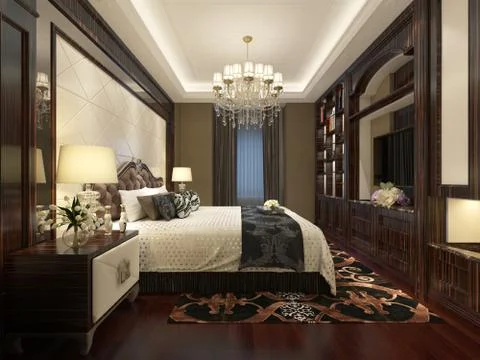 Bedroom Interior 3D Rendering Illustrazione stock
