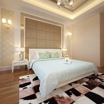 Bedroom Interior 3D Rendering Stock Illustration