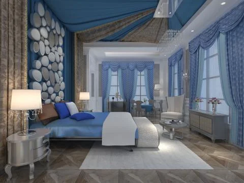 Bedroom Interior 3D Rendering 库存插图