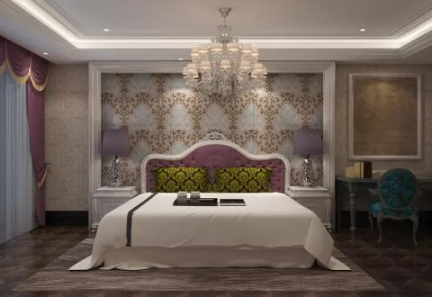Bedroom Interior 3D Rendering 库存插图