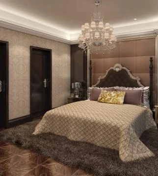 Bedroom Interior 3D Rendering Stock-Illustration