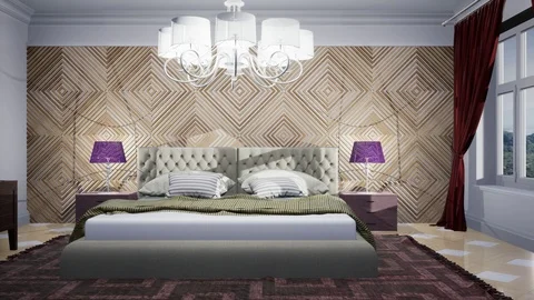 Bedroom interior. Bed. 3d illustration Stock-Footage 122286199