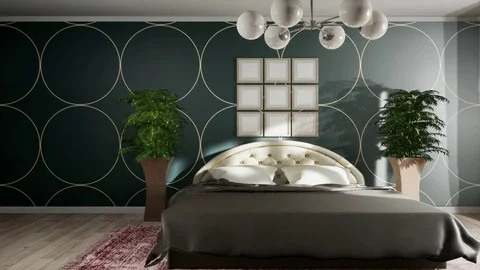 Bedroom interior. Bed. 3d illustration Stock Footage 124294111