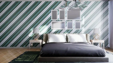 Bedroom interior. Bed. 3d illustration Stock Footage 124294698