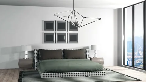 Bedroom interior. Bed. 3d illustration Stock Footage 140767670