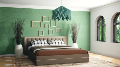 Bedroom interior. Bed. 3d illustration Stock Footage 151630200