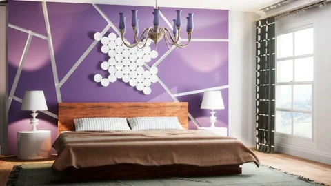 Bedroom interior. Bed. 3d illustration Stock Footage 168353232