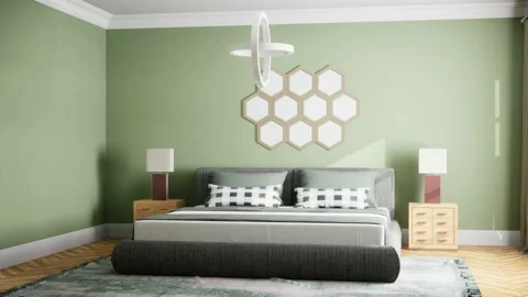 Bedroom interior. Bed. 3d illustration Stock-Footage 170277456
