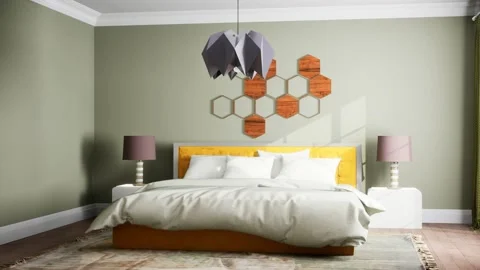 Bedroom interior. Bed. 3d illustration Stock Footage 170277457